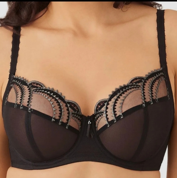 Wacoal Bra Evocative Edge Underwire Ultimate Lift Embroidery Black 34C Classic - Picture 1 of 13